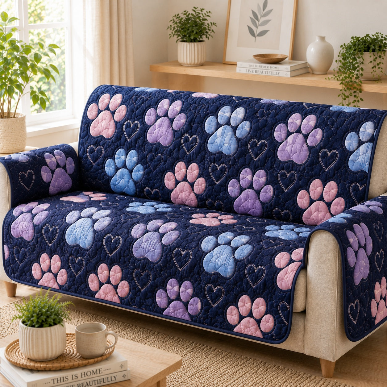 Midnight Promenade Quilted Sofa Cover NCU0PVL1031