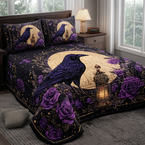 Midnight Rose 3-Piece Quilted Bedding Set NCU0PVL902