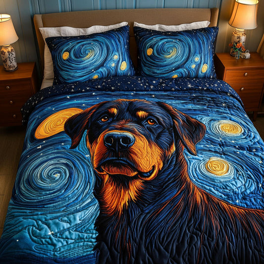 Midnight Rottie 3-Piece Quilted Bedding Set NCU0NNT632