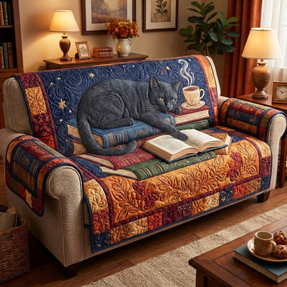 Library Cat Quilted Sofa Cover NCU0QN086