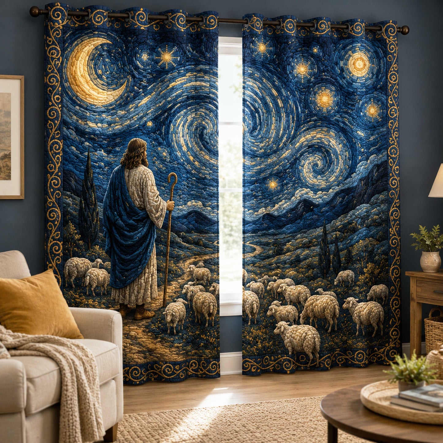Midnight Shepherd Quilted Curtains NCU0NTD2109