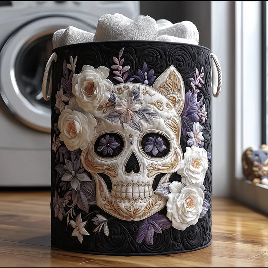 Midnight Skull Quilted Laundry Basket NCU0TH3139
