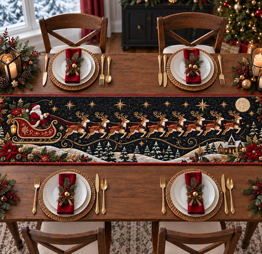 Midnight Sleigh Quilted Table Runner NCU0HNH1290