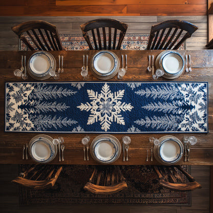 Midnight Snowflake Blue Quilted Table Runner NCU0HNH745