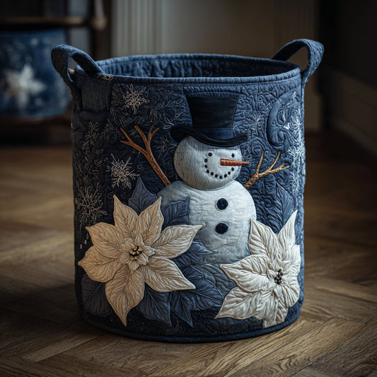 Midnight Snowman Bloom Quilted Laundry Basket NCU0HNH659