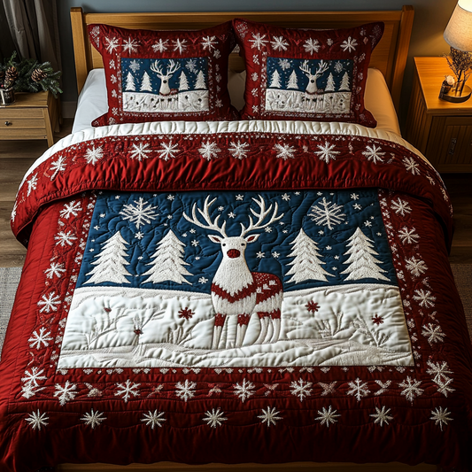 Midnight Stag 3-Piece Quilted Bedding Set NCU0VH515