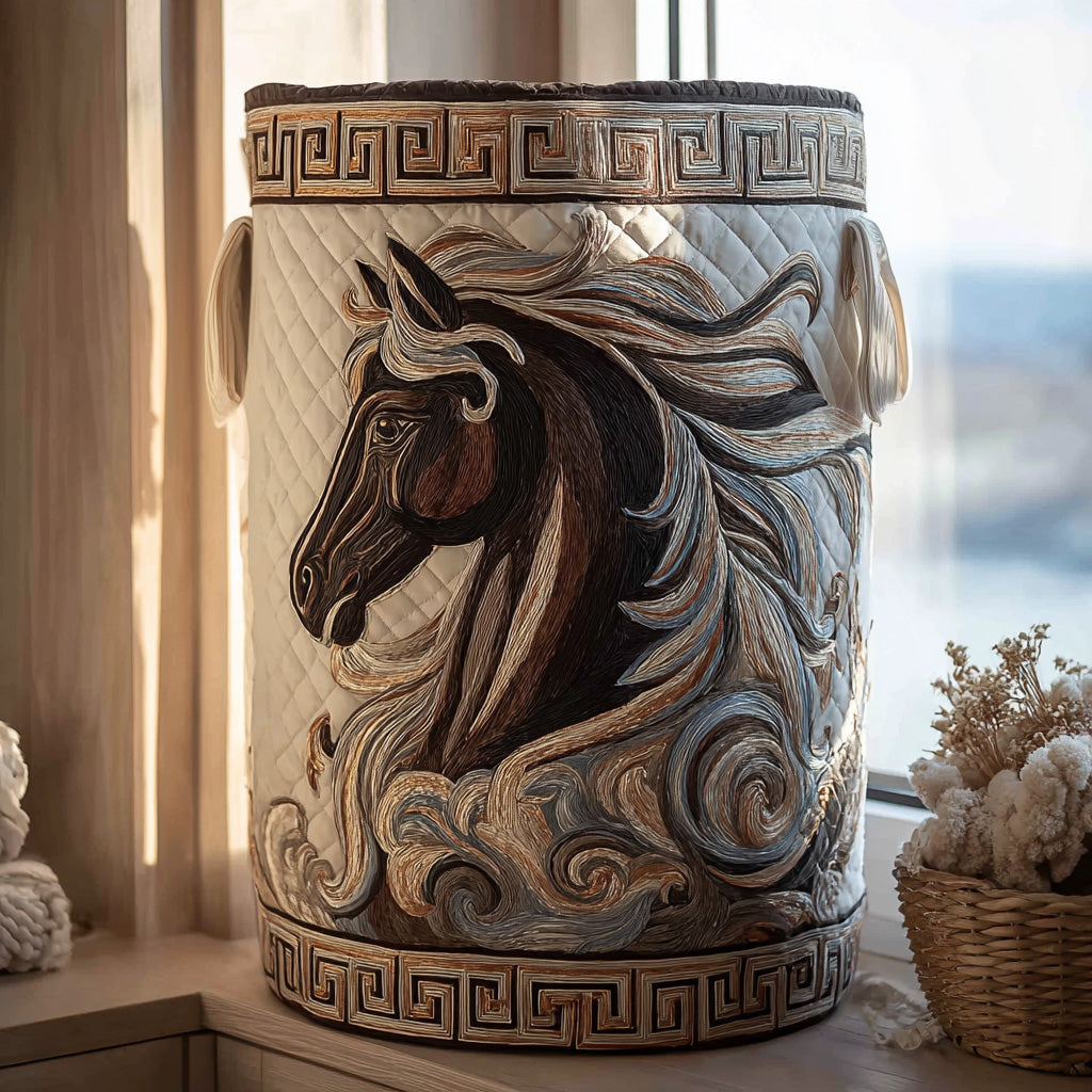 Midnight Steed Quilted Laundry Basket NCU0PVL596