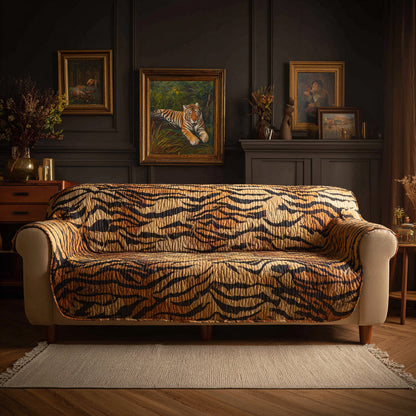 Midnight Tiger Quilted Sofa Cover NCU0LDH724