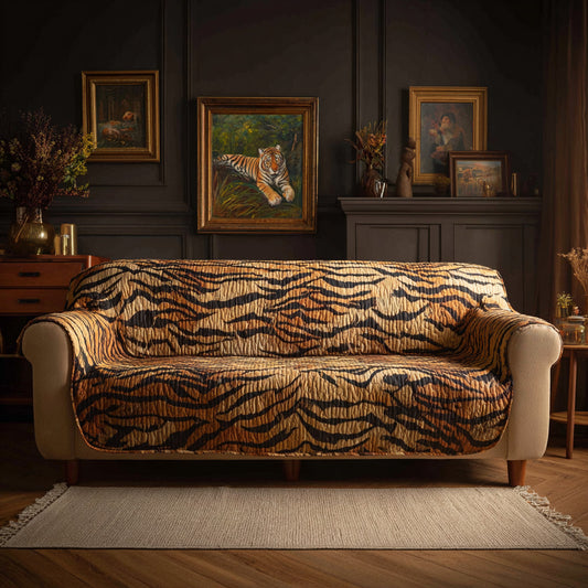Midnight Tiger Quilted Sofa Cover NCU0LDH724