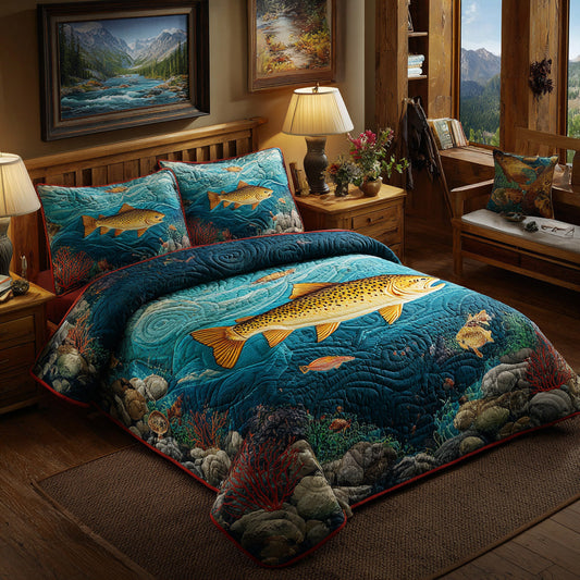 Midnight Trout 3-Piece Quilted Bedding Set NCU0LDH694
