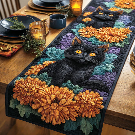 Midnight Whisker Charm Quilted Table Runner NCU0NTD721