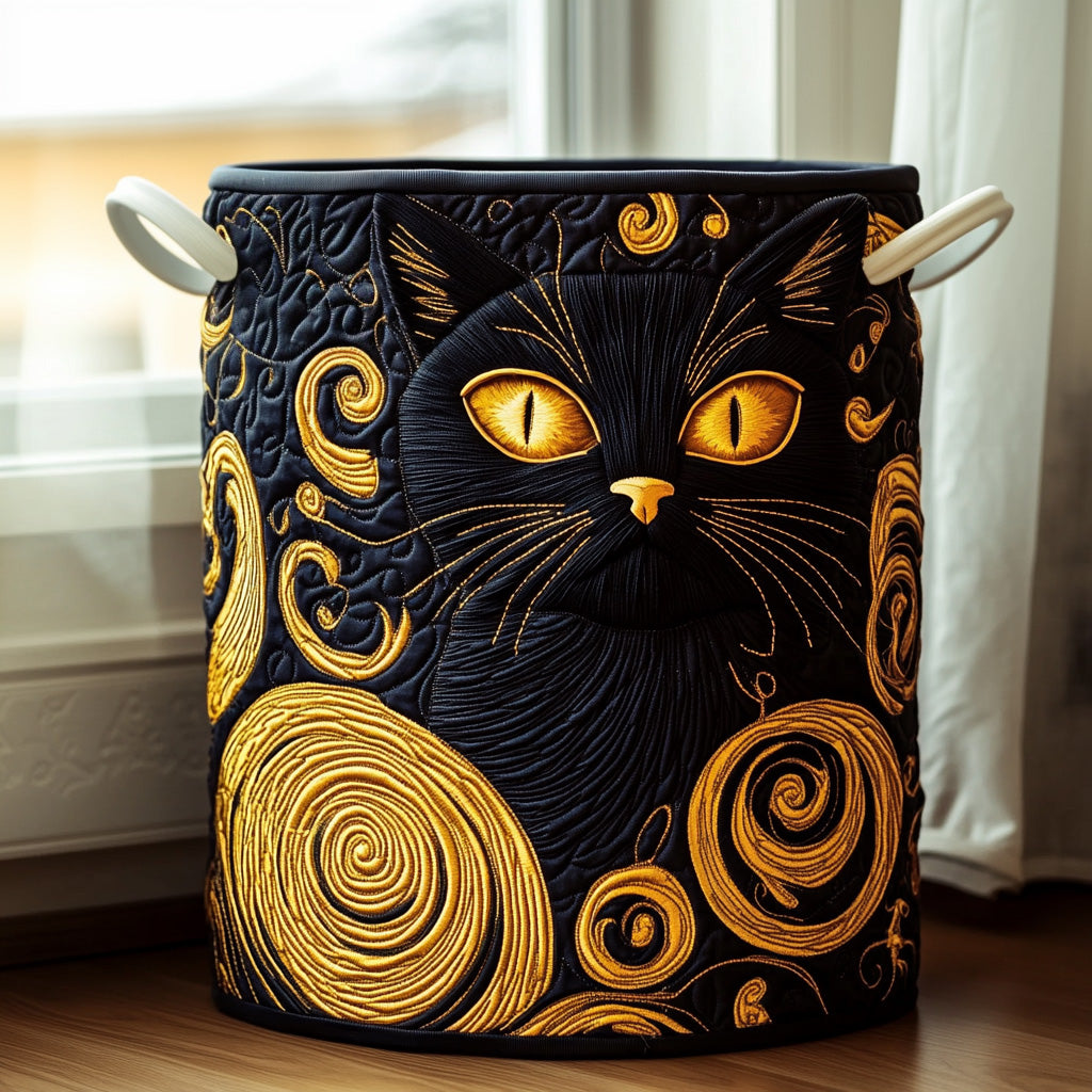 Whimsical Cat Garden Quilted Laundry Basket NCU0PTT3039 main image 1