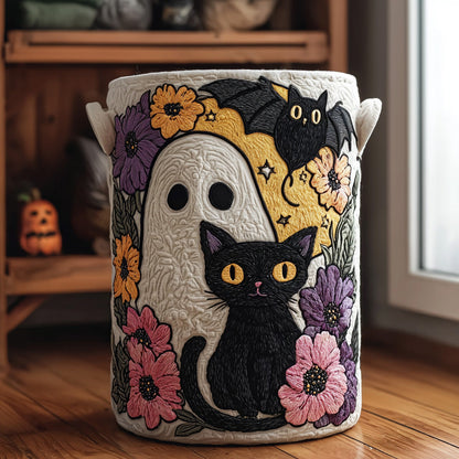 Midnight Whiskers Quilted Laundry Basket NCU0PVL519