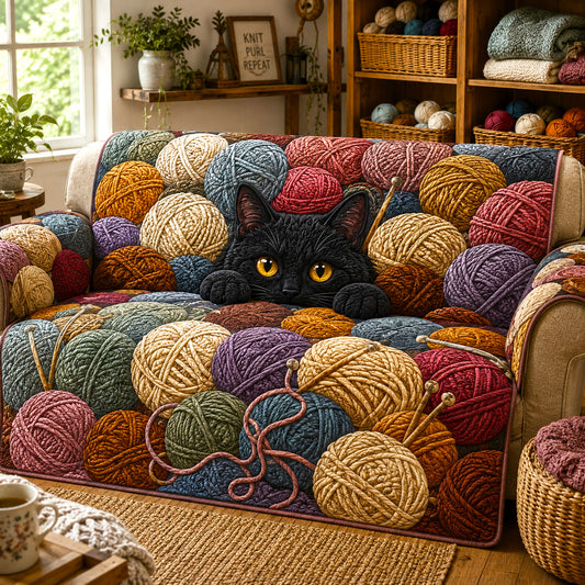 Midnight Yarn Quilted Sofa Cover NCU0NTV1137