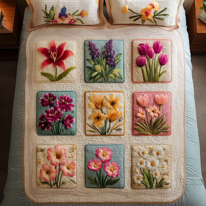 Midsummer Bloom 3-Piece Quited Bedding Set NCU0NNT861