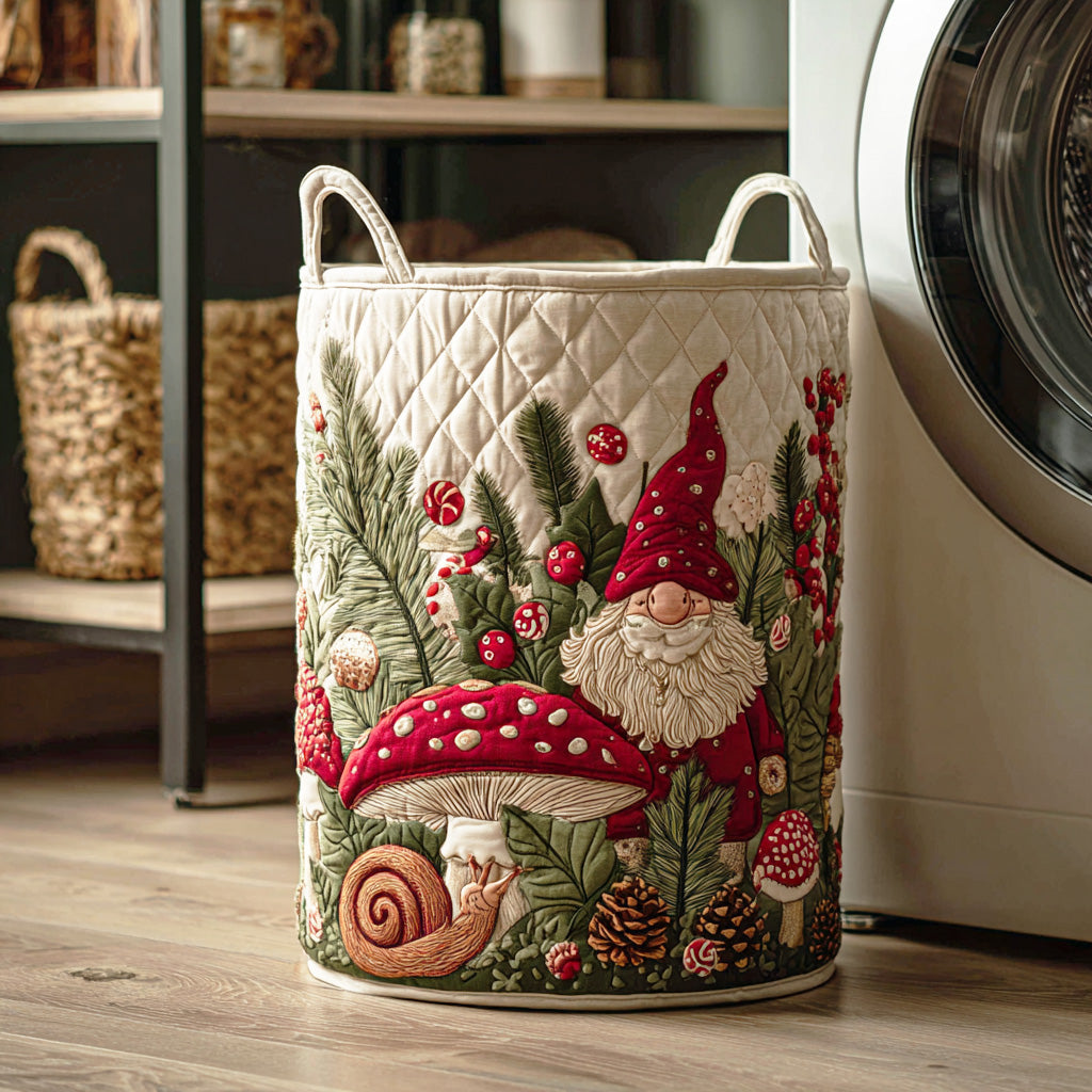 Mistletoe Mushroom Garden Quilted Laundry Basket NCU0NTD1138