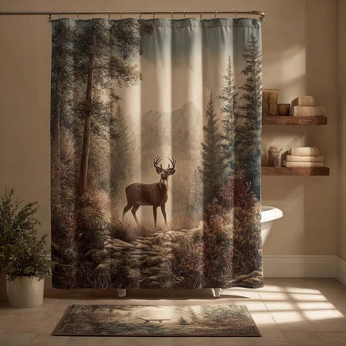 Misty Forest Buck Shower Curtain NCU0DQQ0412