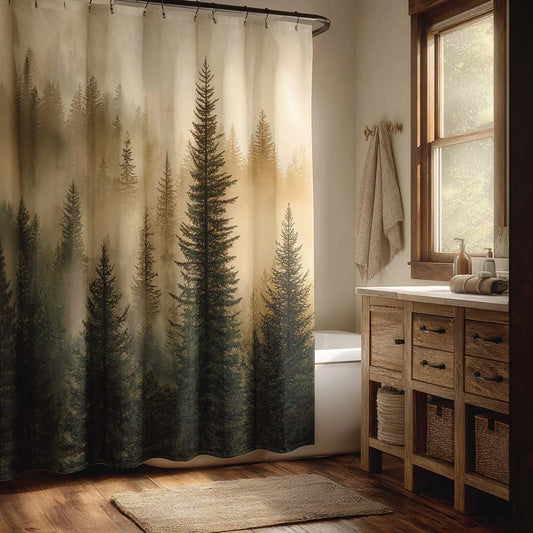 Misty Pine Forest Shower Curtain NCU0DQQ0204