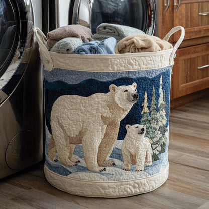 Misty Polar Bear Quilted Laundry Basket NCU0HNH514