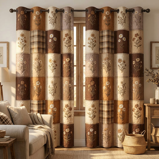 Mocha Plaid Quilted Curtains NCU0NTV986