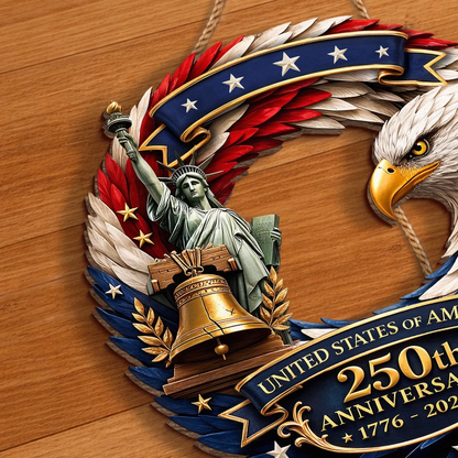 Custom Shape Doorsign Custom Door Sign - America 250th Anniversary Gifts For Mom, Dad, Brother, Sister, Kids - Bald Eagle Patriotic