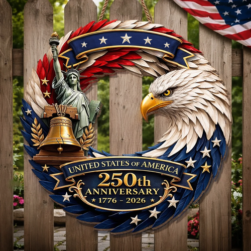 Custom Shape Doorsign Custom Door Sign - America 250th Anniversary Gifts For Mom, Dad, Brother, Sister, Kids - Bald Eagle Patriotic