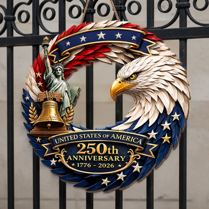Custom Shape Doorsign Custom Door Sign - America 250th Anniversary Gifts For Mom, Dad, Brother, Sister, Kids - Bald Eagle Patriotic