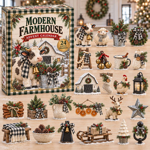 CHRISTMAS KICKOFF 40% OFF - Modern Farmhouse Advent Calendar 2026 - 24-Day Festive Countdown, Acrylic Charms Blind Box - Gift For Family and Friends AC0TD081