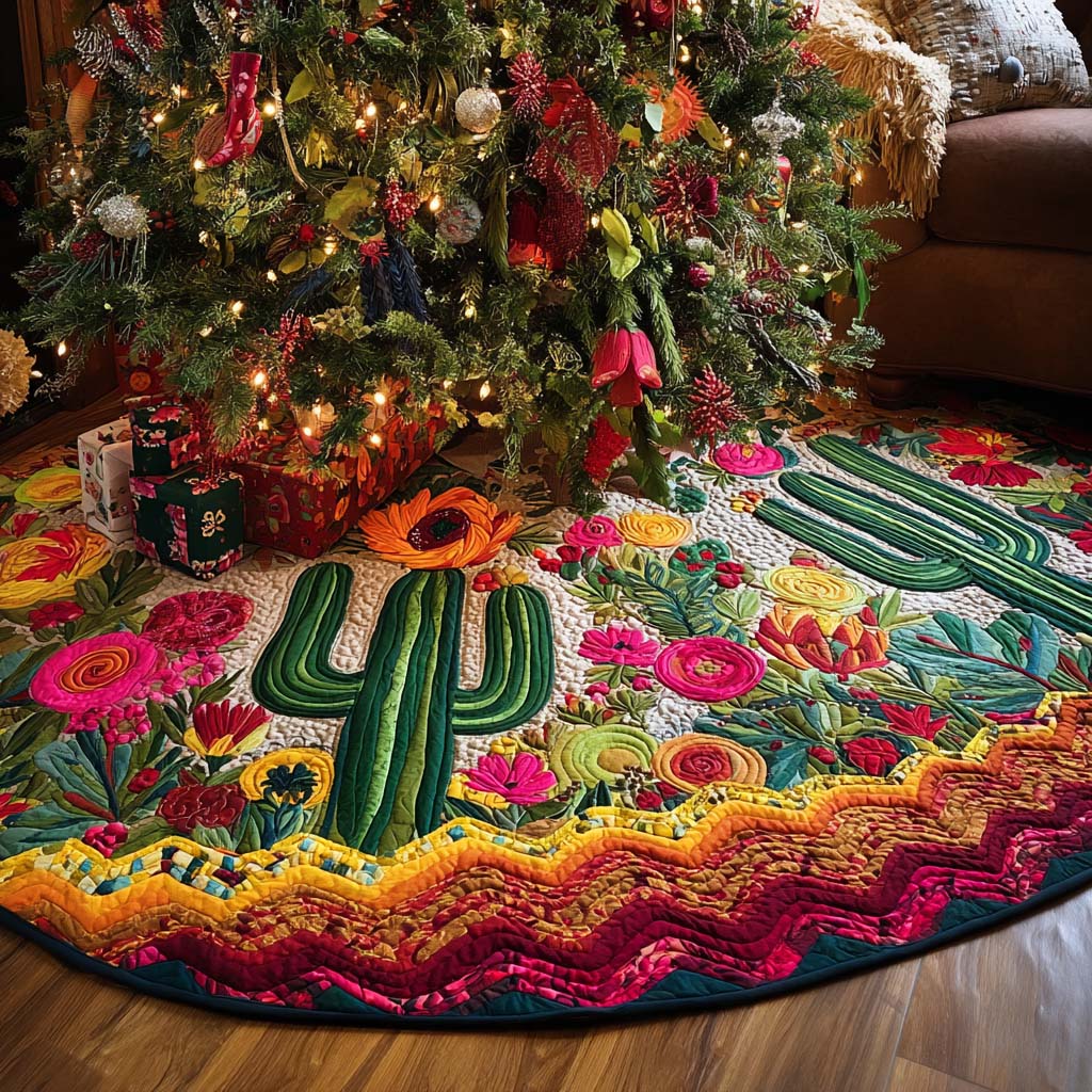 Mojave Green Christmas Quilted Tree Skirt NCU0NNT2340