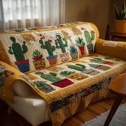 Mojave Green Quilted Sofa Cover NCU0NNT2356