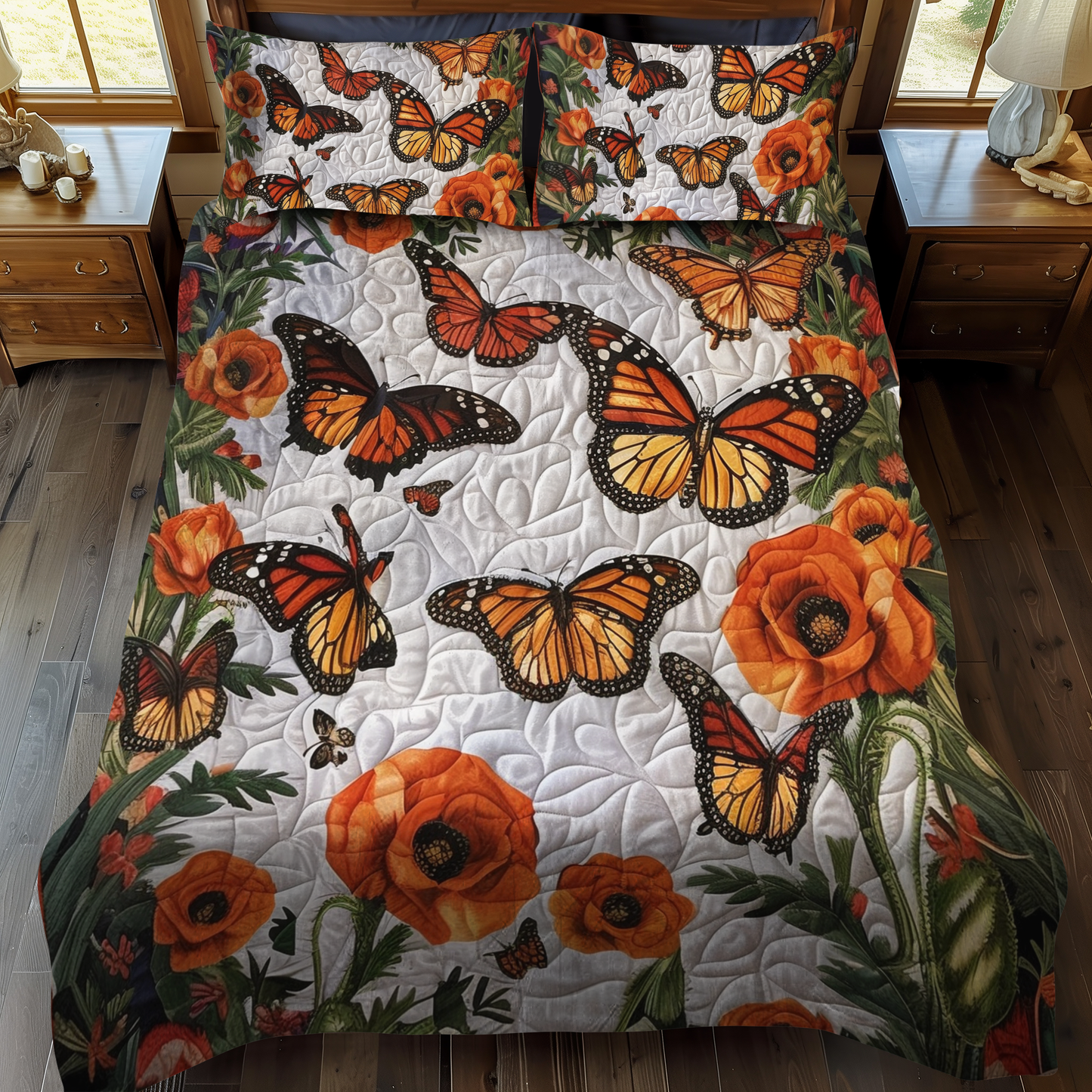 Monarch Butterflies 3-Piece Quilted Bedding Set NCU0VL027