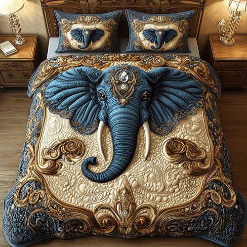 Monarch Elephant Haven 3-Piece Quilted Bedding Set NCU0TH2256