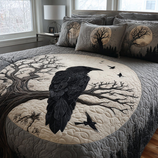 Monochrome Raven 3-Piece Quilted Bedding Set NCU0PVL919