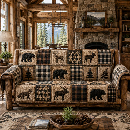 Monotone Fox Woods Quilted Sofa Cover NCU0PVL1083