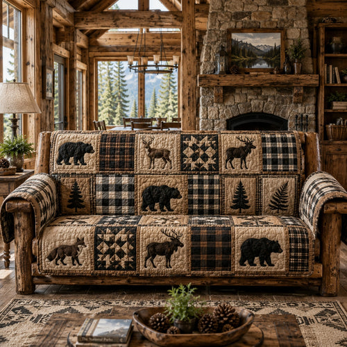Monotone Fox Woods Quilted Sofa Cover NCU0PVL1083