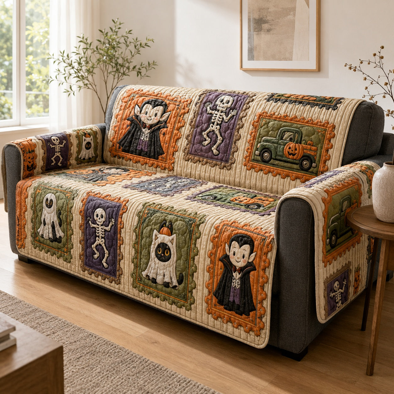 Monster Portraits Quilted Sofa Cover NCU0PVL949