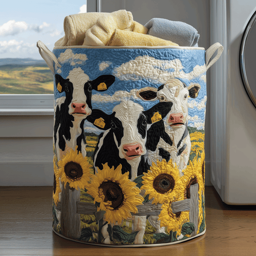 Moo Bloom Quilted Laundry Basket NCU0TH2910