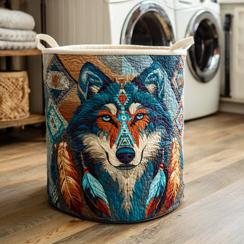 Moon Guide Wolf Quilted Laundry Basket NCU0NTD971