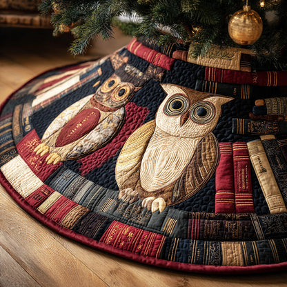 Moon Library Owl Christmas Quilted Tree Skirt NCU0NTD1000