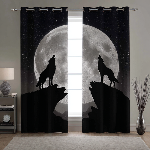 Moon Wolf Quilted Curtains NCU0DDK2000