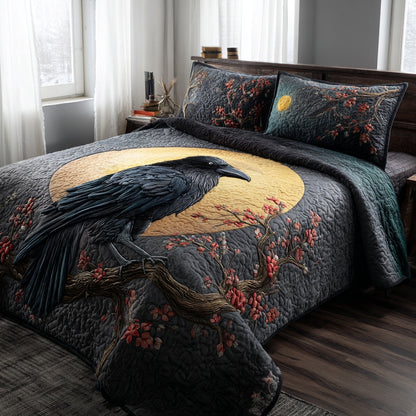 Moonlight Raven 3-Piece Quilted Bedding Set NCU0PVL893