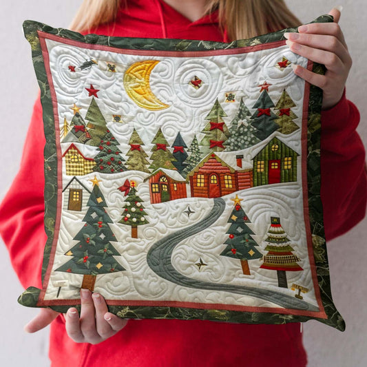 Moonlit Christmas Village Quilted Pillow Case NCU0NT860