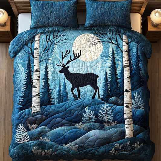 Moonlit Deer 3-Piece Quilted Bedding Set NCU0NNT1717