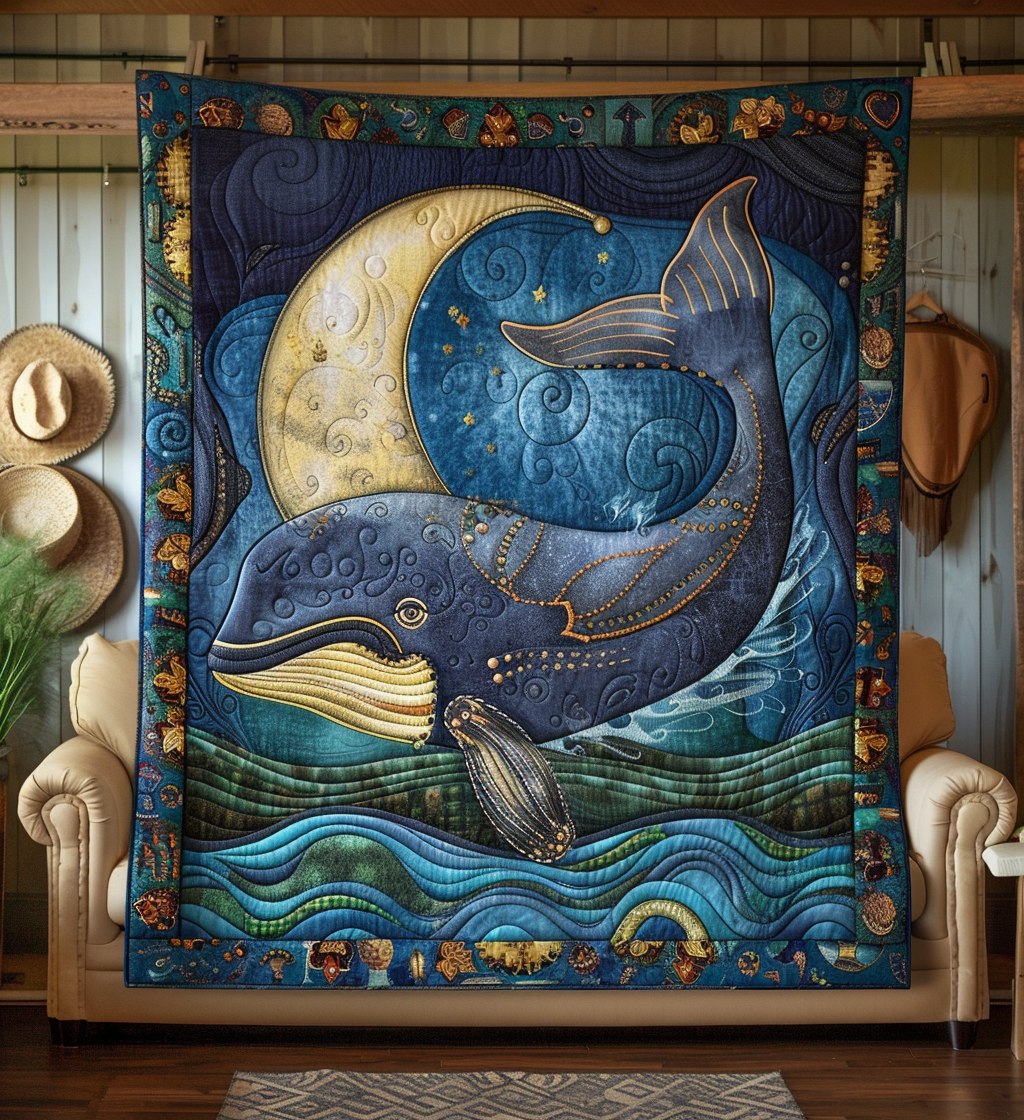 Moonlit Whale Quilted Blanket NCU0PT204