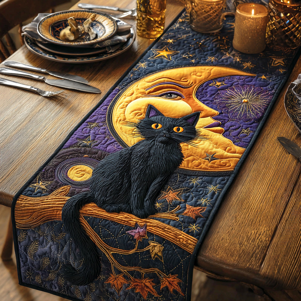 Moonlit Cat Dream Quilted Table Runner NCU0NTD722