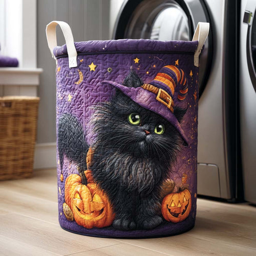 Moonlit Cat Quilted Laundry Basket NCU0NTD104