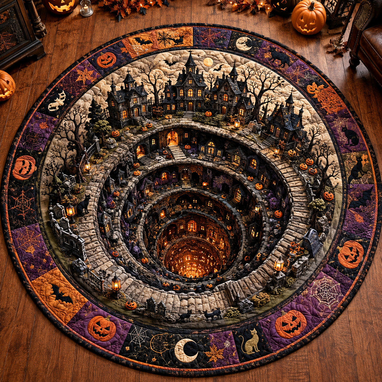 Moonlit Crypt Quilted Round Mat NCU0NTV1159