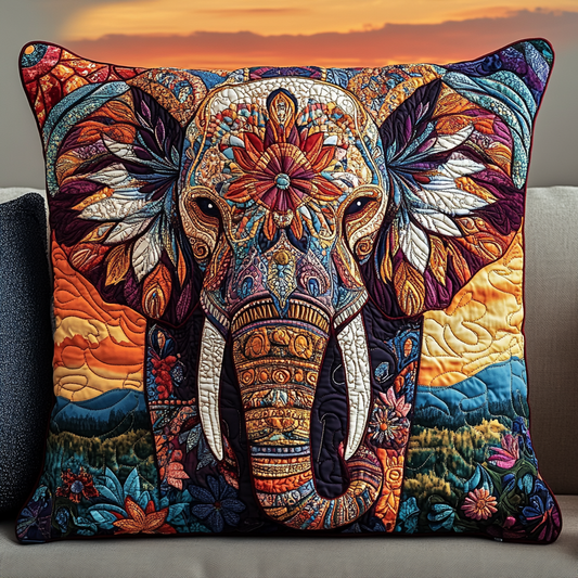 Moonlit Elephant Quilted Pillow Case NCU0DK817