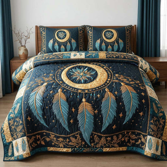 Moonlit Feather Dream 3-Piece Quilted Bedding Set NCU0DQQ0720