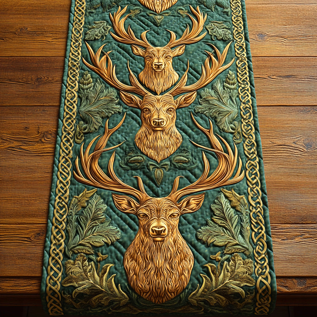 Moonlit Forest Stag Quilted Table Runner NCU0NTD678